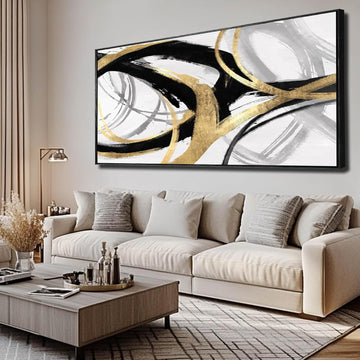 Large Canvas Wall Art Room Decor Framed Wall Art Abstract Line Paintings Home Decoration for Living Bedroom Office