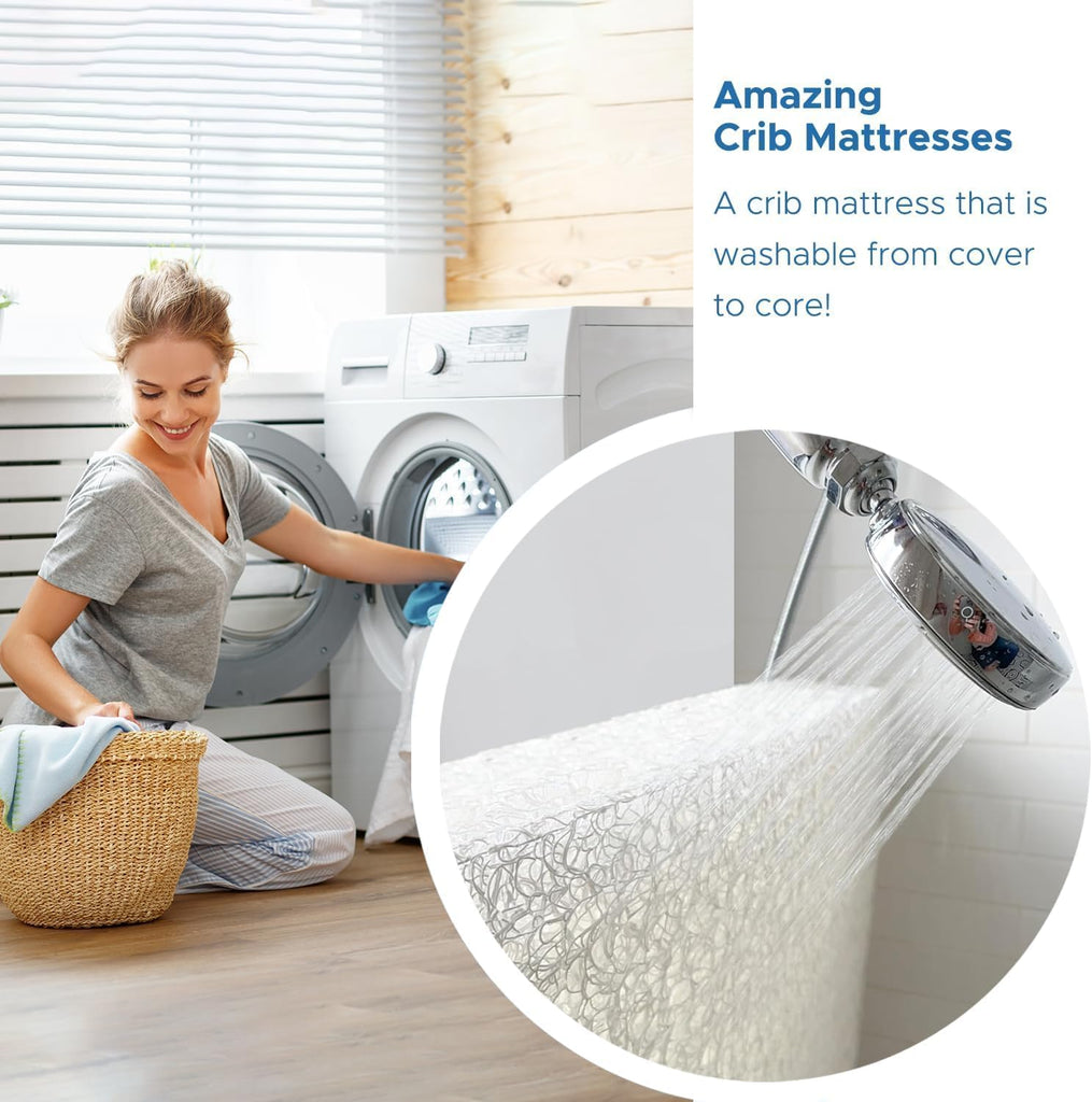 Crib Mattress, Dual-Sided Toddler and Baby Mattress with Washable Airfiber Insert and Removable Cover, 100%