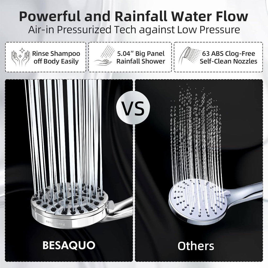 Shower Head,10 Functions High Pressure shower head with handheld, Built-in Pause Mode & Power Wash