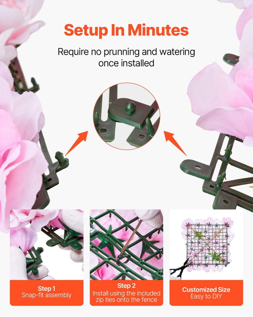 3D Flower Wall Panel, Artificial Floral Wall Background Mesh Backing Mat, Seamless Design&Easy Installation for