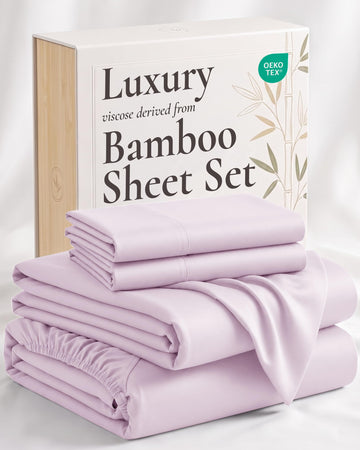 100% Viscose Derived from Bamboo Sheets California King - Cooling Luxury Bed Sheets w Deep Pocket - Silky Soft