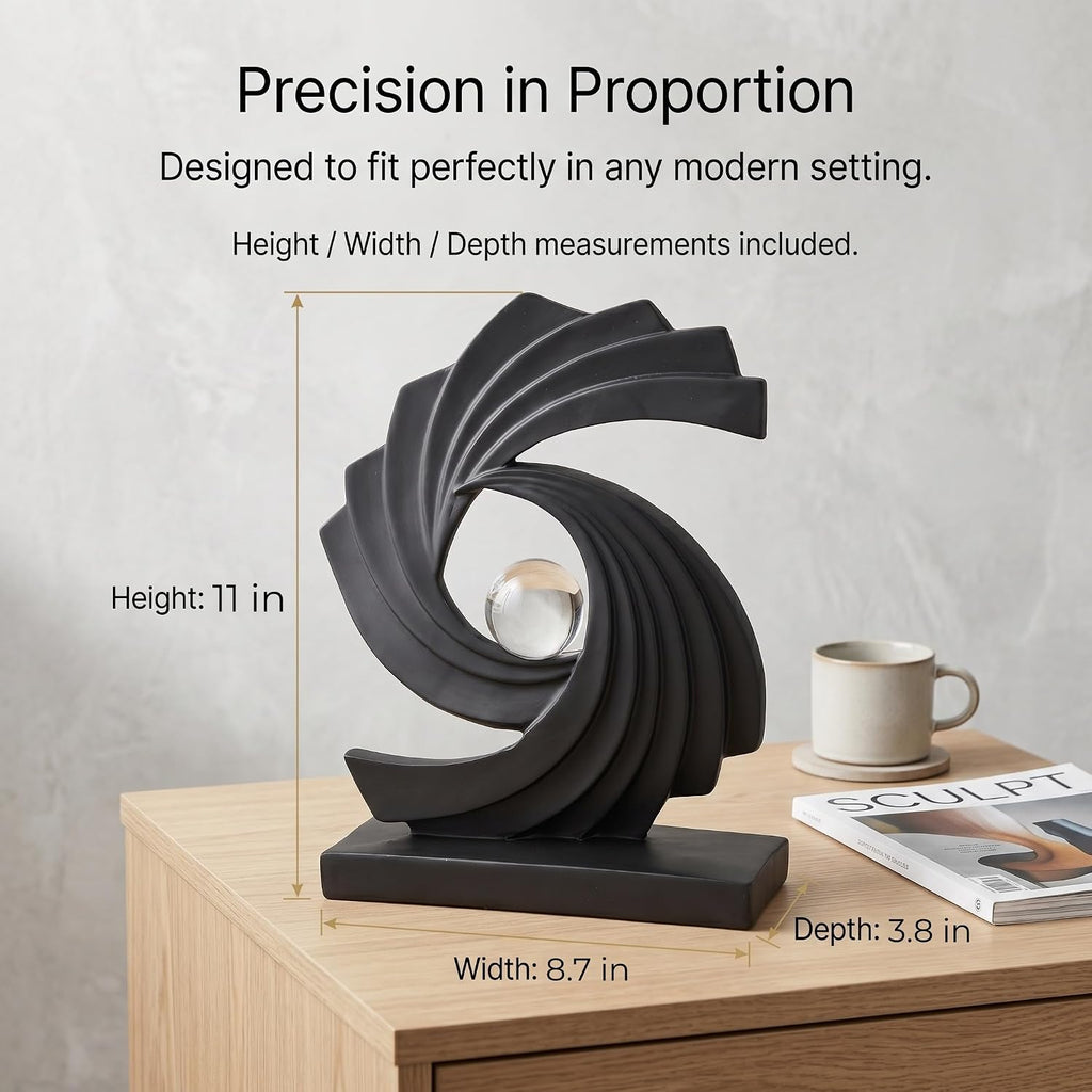 Modern Abstract Sculpture, Resin Swirl Art Statue | Contemporary Minimalist Tabletop decoration,10.8-Inch Tall