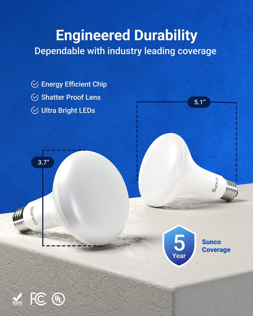 6 Pack BR30 LED Bulb, Recessed Can Light Bulbs, Indoor Flood Lighting, 1600 LM, 16W (100W Equivalent) 3000K Warm