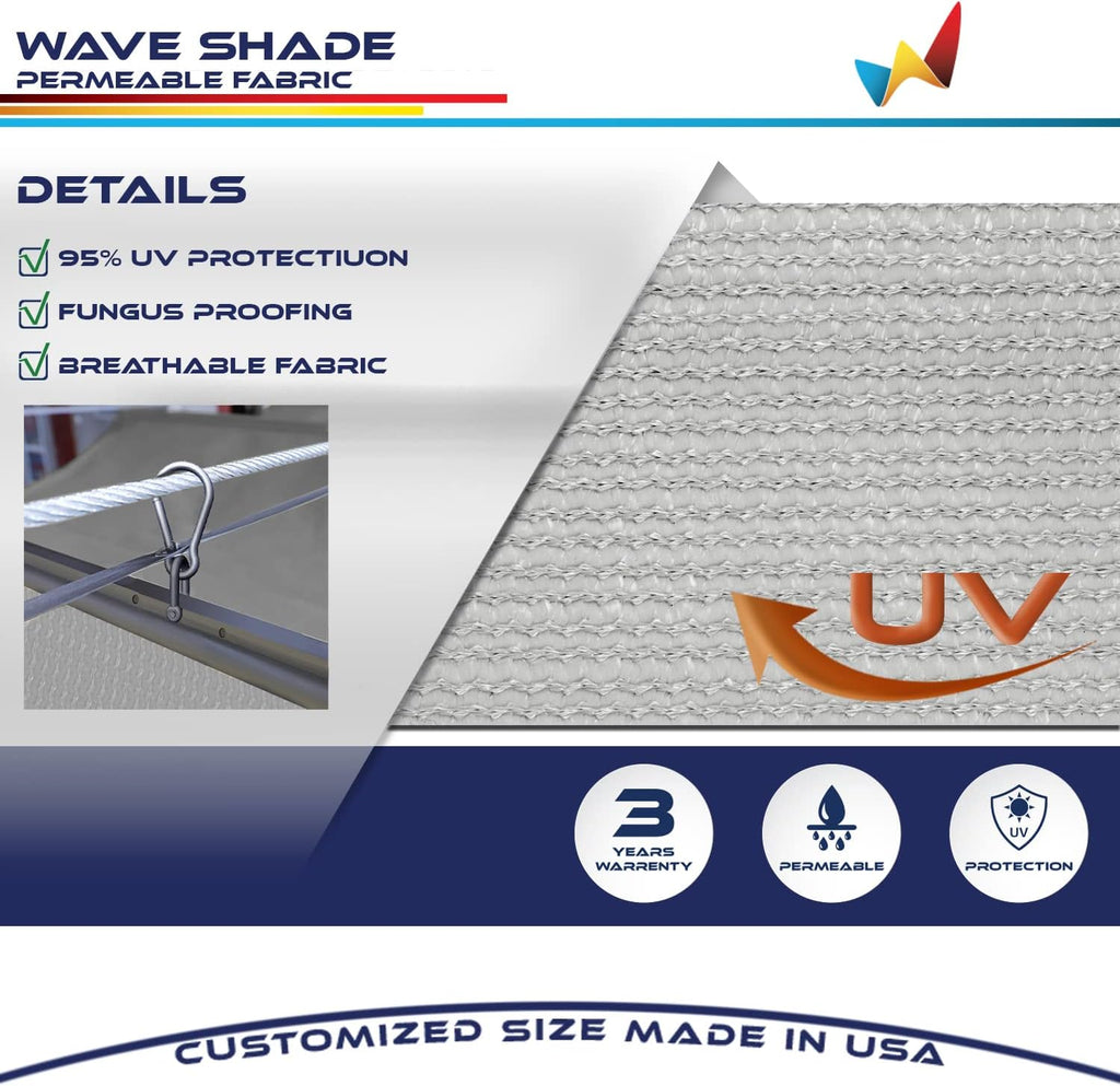 4' x 12' Retractable Sun Shade Canopy Cover Sliding Wave Shade Sail for Pergola Patio Deck Yard Gazebo Outdoor (Light