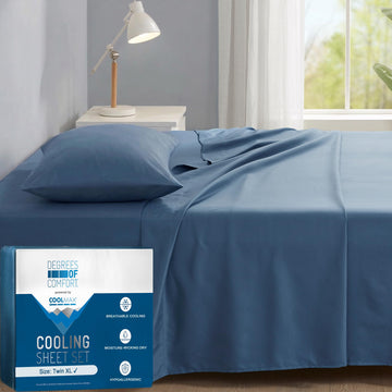 Coolmax Cooling Sheets for Hot Sleepers, Twin XL Size, Teal Blue