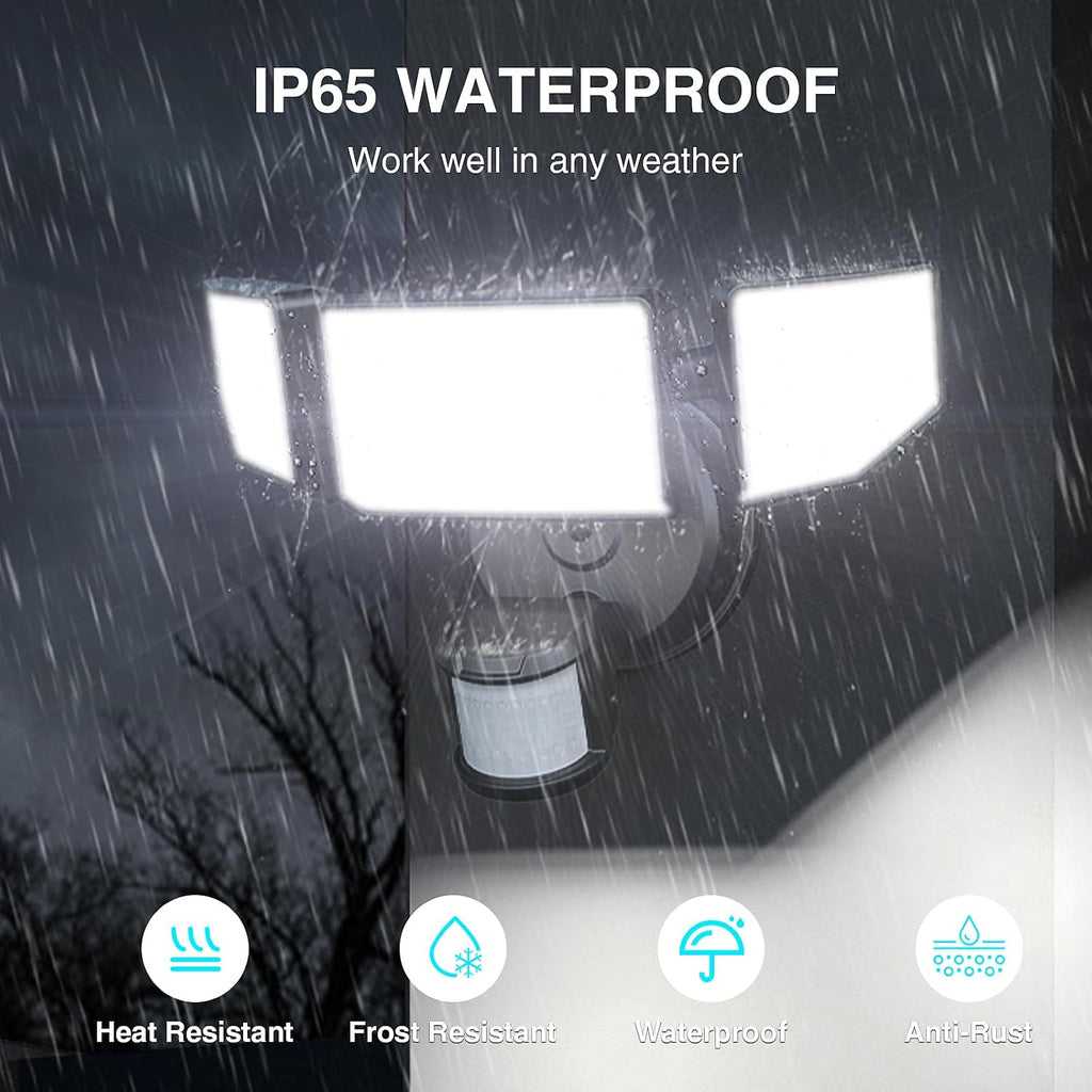 85W Motion Sensor Outdoor Light, 8500LM Ultra-Bright LED Security Light with 3 Adjustable Heads, IP65 Waterproof Dusk