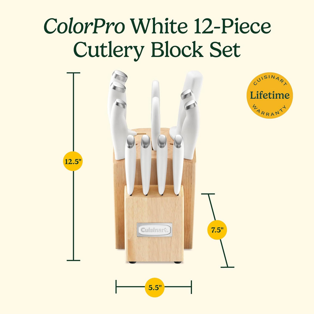 Block Knife Set, 12pc Cutlery Knife Set with Steel Blades for Precise Cutting, Lightweight, Stainless Steel, Durable