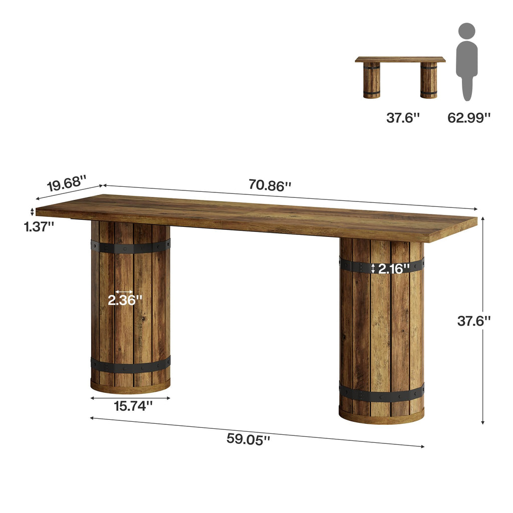 70.9-Inch Long Bar Table, Farmhouse Counter Height Table