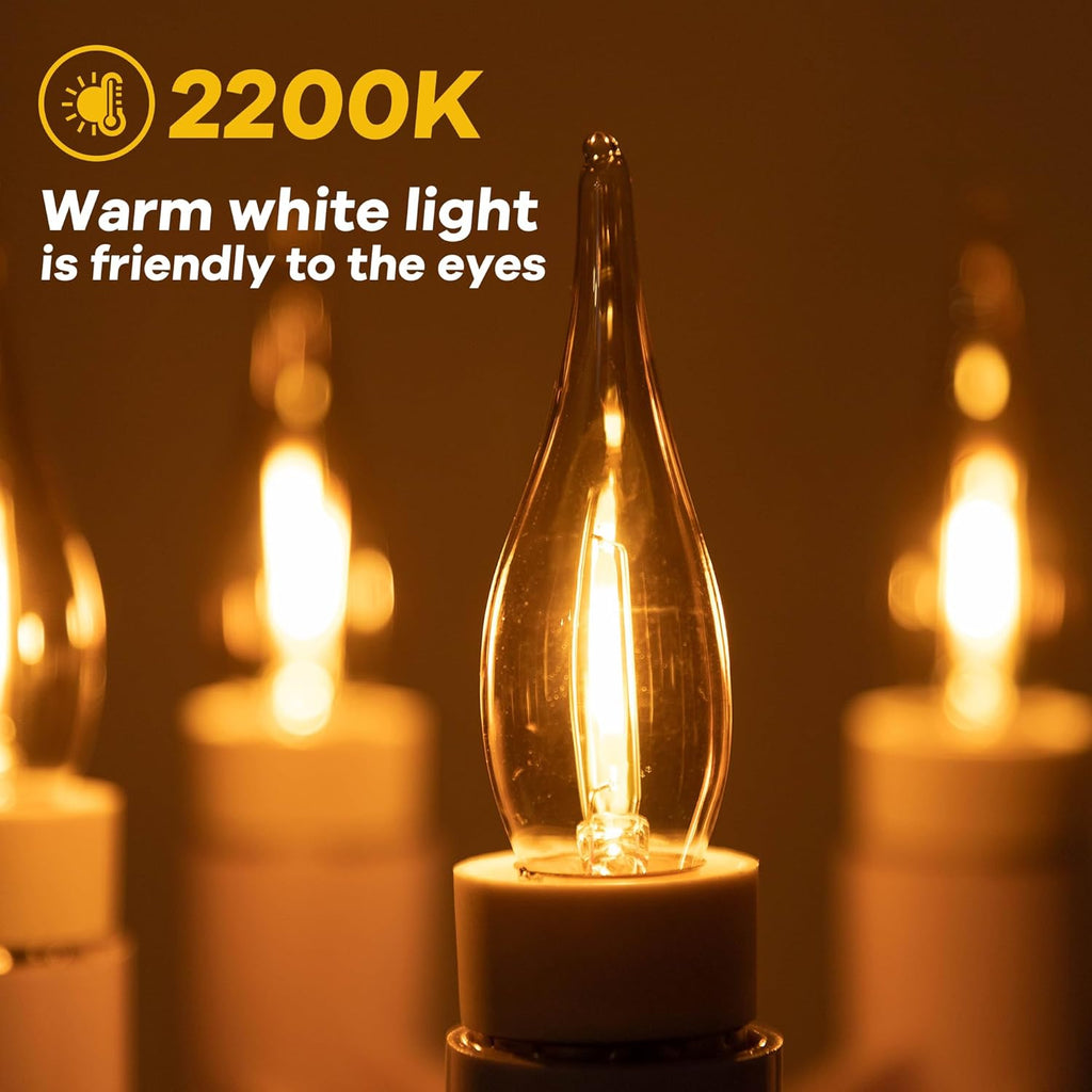 E12 LED Candelabra Bulbs, 7W Equivalent 0.7W Low Wattage, 2200K Amber Warm White, 50 Lumens High CRI(>90) Frosted