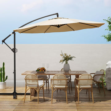 10ft Patio Umbrellas Offset Outdoor Cantilever Hanging Umbrella w/Infinite Tilt