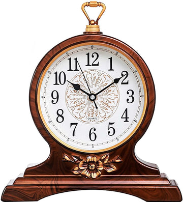 Desk Clock for Table Decor, Retro Mantel Clock Battery Operated for Fireplace Mantel, Living Room, Bedroom