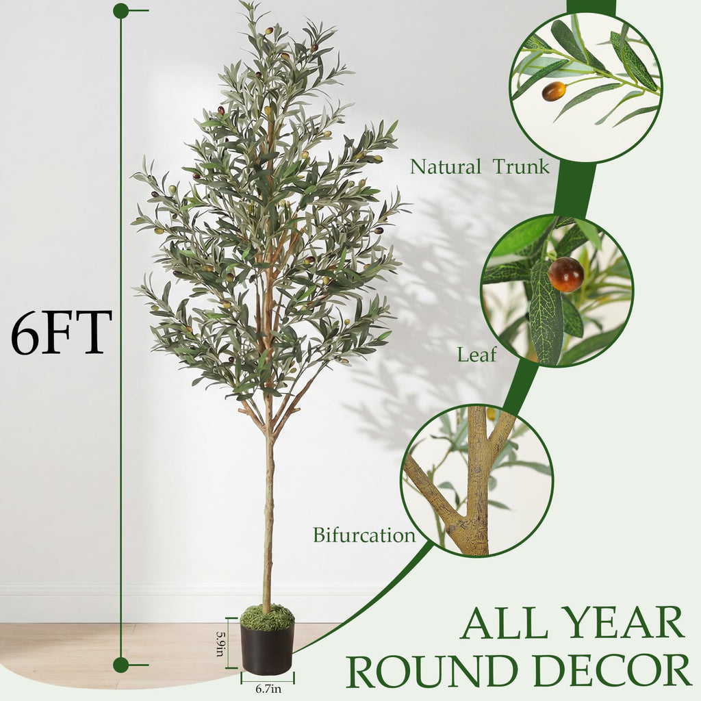 6FT Artificial Olive Tree Indoor Tall Faux