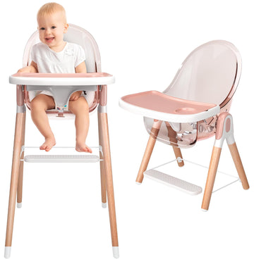 Classic Non-Reclinable 6 in 1 Baby High Chair for Babies and Toddlers, Modern Safe & Compact wooden Highchair, Easy