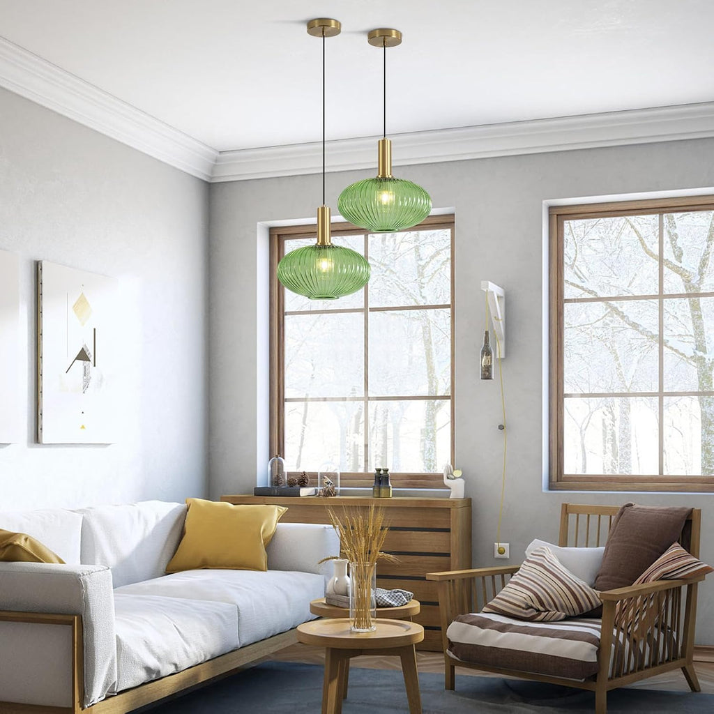 Lighting Modern Gold Globe Pendant Light Black Green Glass Bathroom Fixture Adjustable Brass Round Lights Kitchen