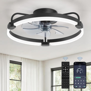 Ceiling Fans with Lights and Remote, 20'' Low Profile Ceiling Fan with Light
