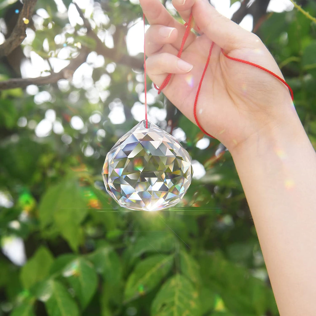 2 Pack Crystal Ball Prism Sun Shine Catcher Rainbow Pendants Maker, Hanging Crystals Prisms for Windows