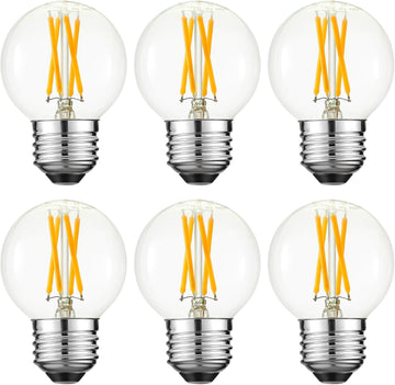 G16.5 Light Bulb LED,4W E26 LED Bulb dimmable Equivalent E26 40 watt Light Bulb,Warm White 2700K,400lm,CRI85+,AC120V (Pack Of 6)