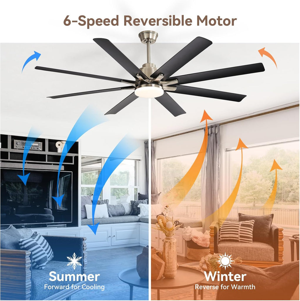 Smart Ceiling Fans with Lights, 52'' Ceiling Fan with Light and Remote, Work with Alexa/Google