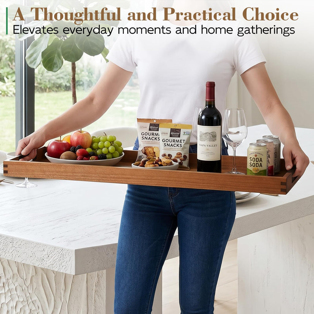 Acacia Large Charcuterie Board with Handles 36 Inch Serving Tray