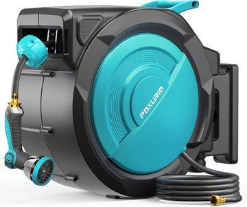 5/8" 110FT Retractable Garden Hose Reel-Heavy Duty Automatic Wall Mounted Hose Reel with 2026 Upgraded UV Resistant