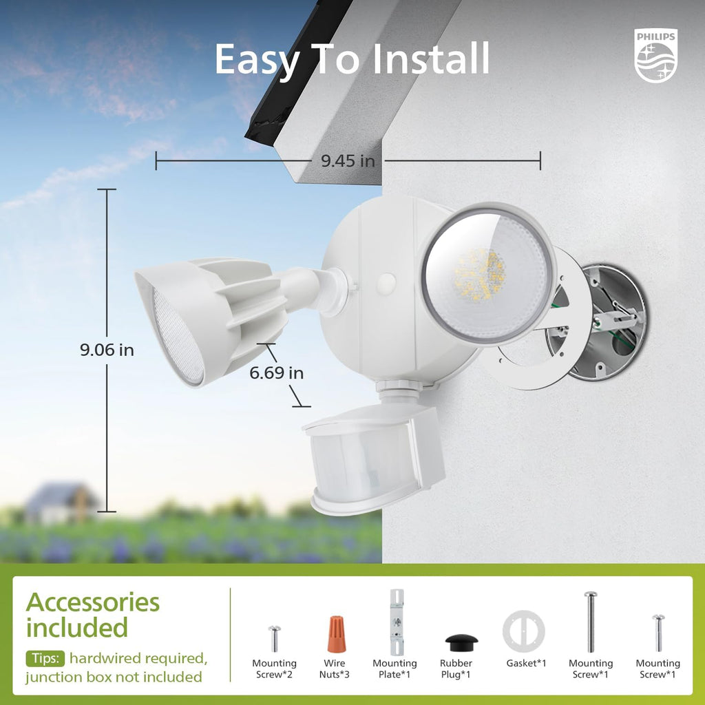 44W 4200 lm LED Security Light Outdoor w/PIR Motion Sensor, 5000K Daylight Flood Light, Waterproof, Dusk to Dawn, 2