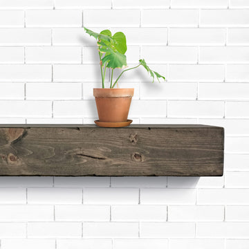 Fireplace Mantel, Rustic, Shelf, Floating Mantle, Real Wood, Beam, (Grey, 60Lx6Hx8D)