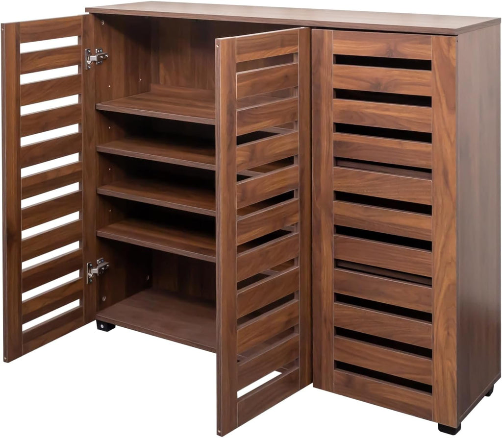 Narrow Shoe Storage Cabinet with Doors & Adjustable Shelf , 5-Tier Freestanding Slim Shoe Organizer Rack Shoe Cabinet