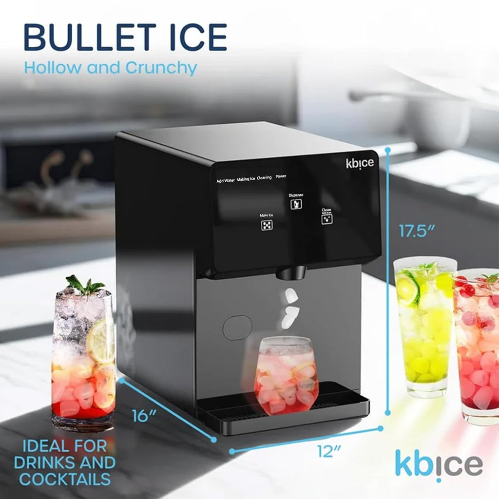 Portable Bullet Ice Maker, 24Lbs/24H, 10 Mins Fast Ice, Self-Dispensing Countertop Ice Machine with Self-Clean