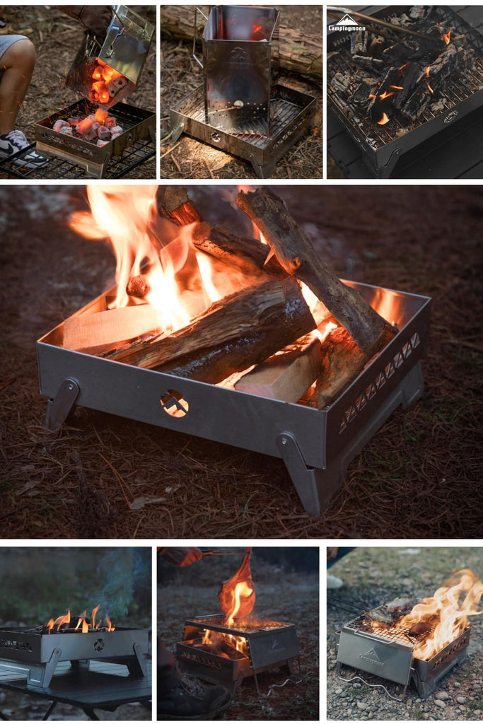 Portable Fire Pit 12 Inch Stainless Steel Campfire Base