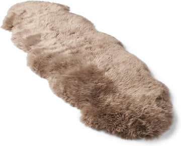 Sheepskin Fur Rug Long Hair 2x6 ft, Light Brown