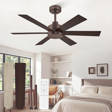 42 Inch Ceiling Fans No Lights, Farmhouse Rustic Ceiling Fan Without Light, 6 Blades, Quiet Reversible DC Motor