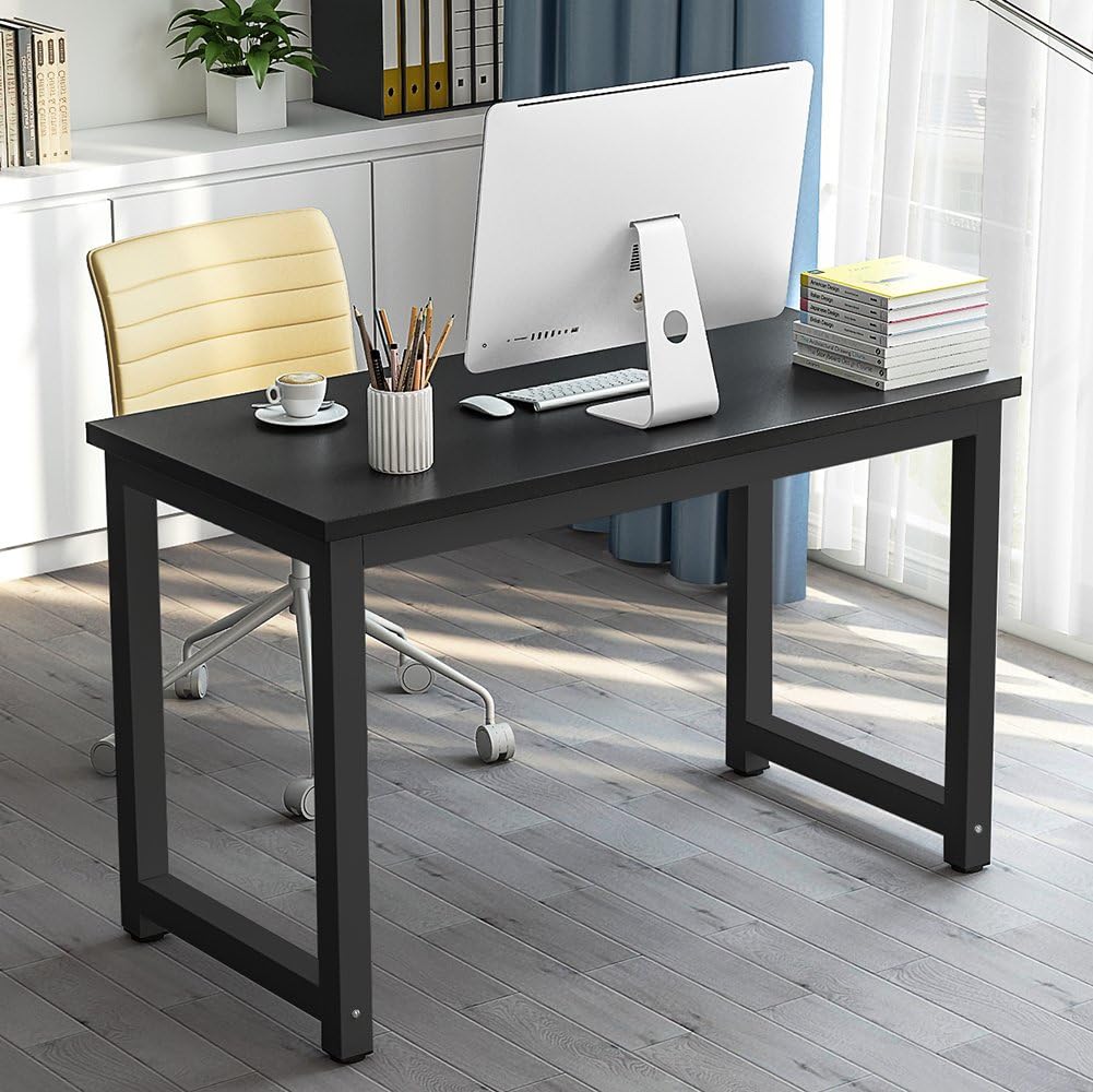 Computer Desk, 47 inch Modern Simple Office Desk Computer Table Study Writing Desk, Black