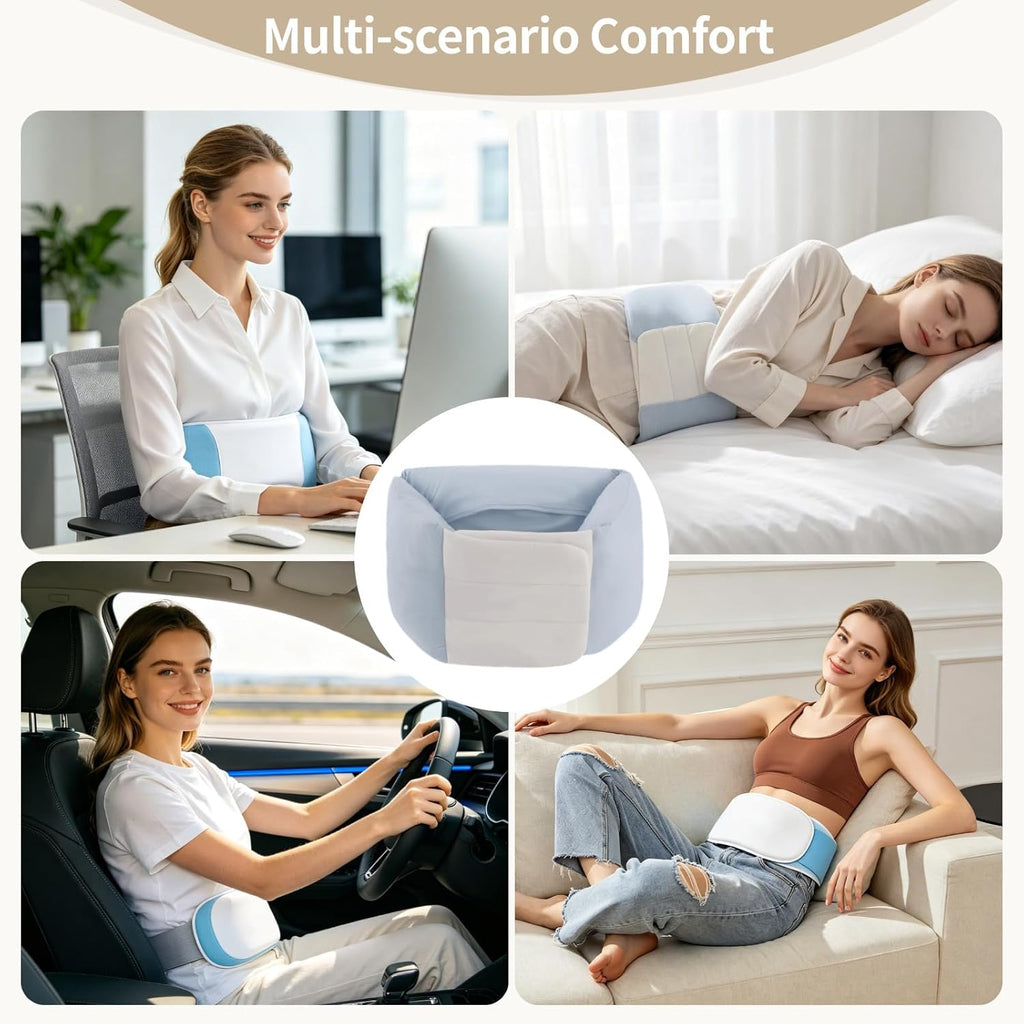 Lumbar Support Pillow for Sleeping, Waist Support Cushion with Wraparound Design, Soft Cooling Breathable Low Back
