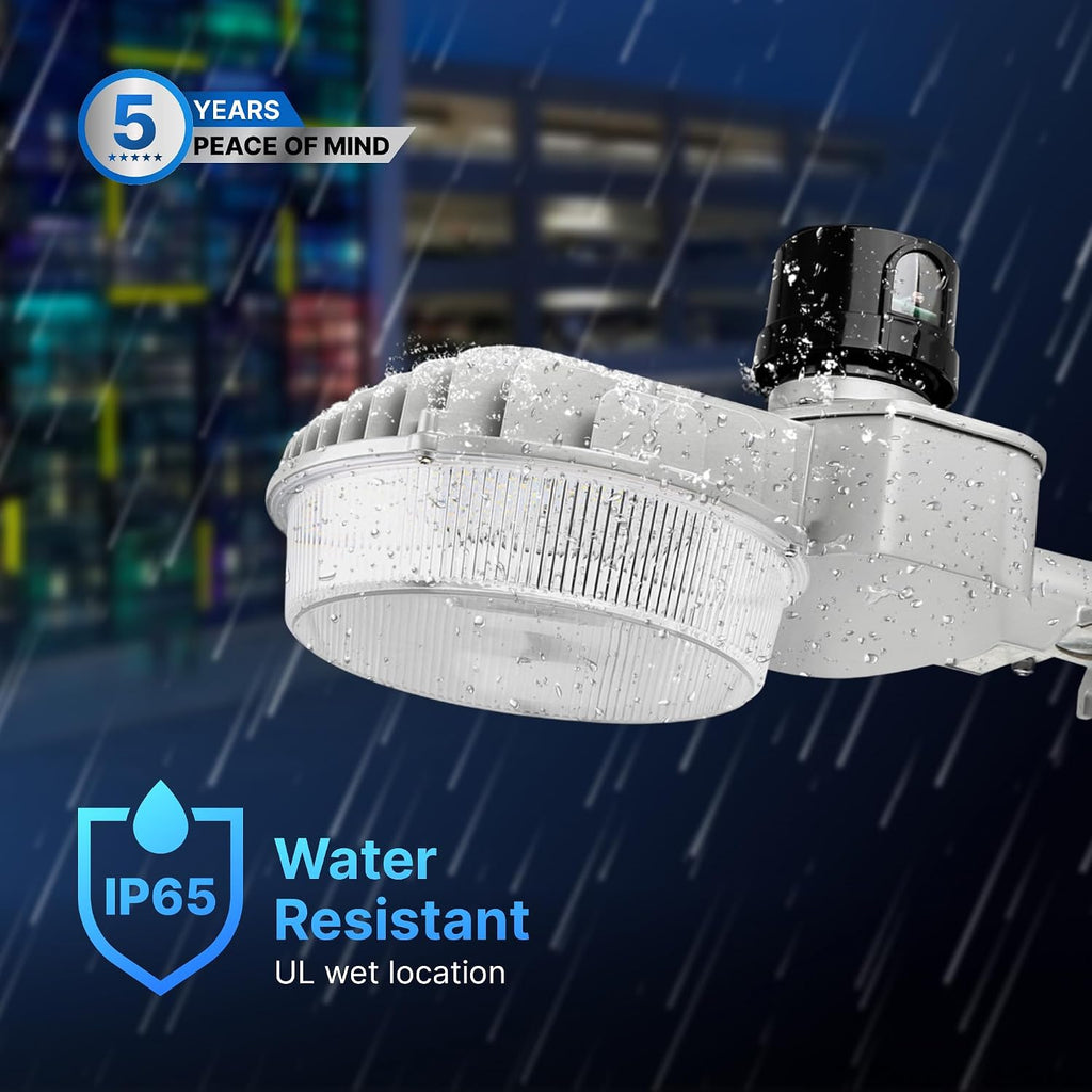 80W LED Dusk to Dawn Outdoor Light - Adjustable Wattage (80/64/48/32W) & 3 Color Temperatures (3000K/4000K/5000K)