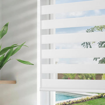 Cordless Zebra Blinds for Windows, Dual Layer Free-Stop Zebra Shades Privacy Light Control for Day and Night, Light