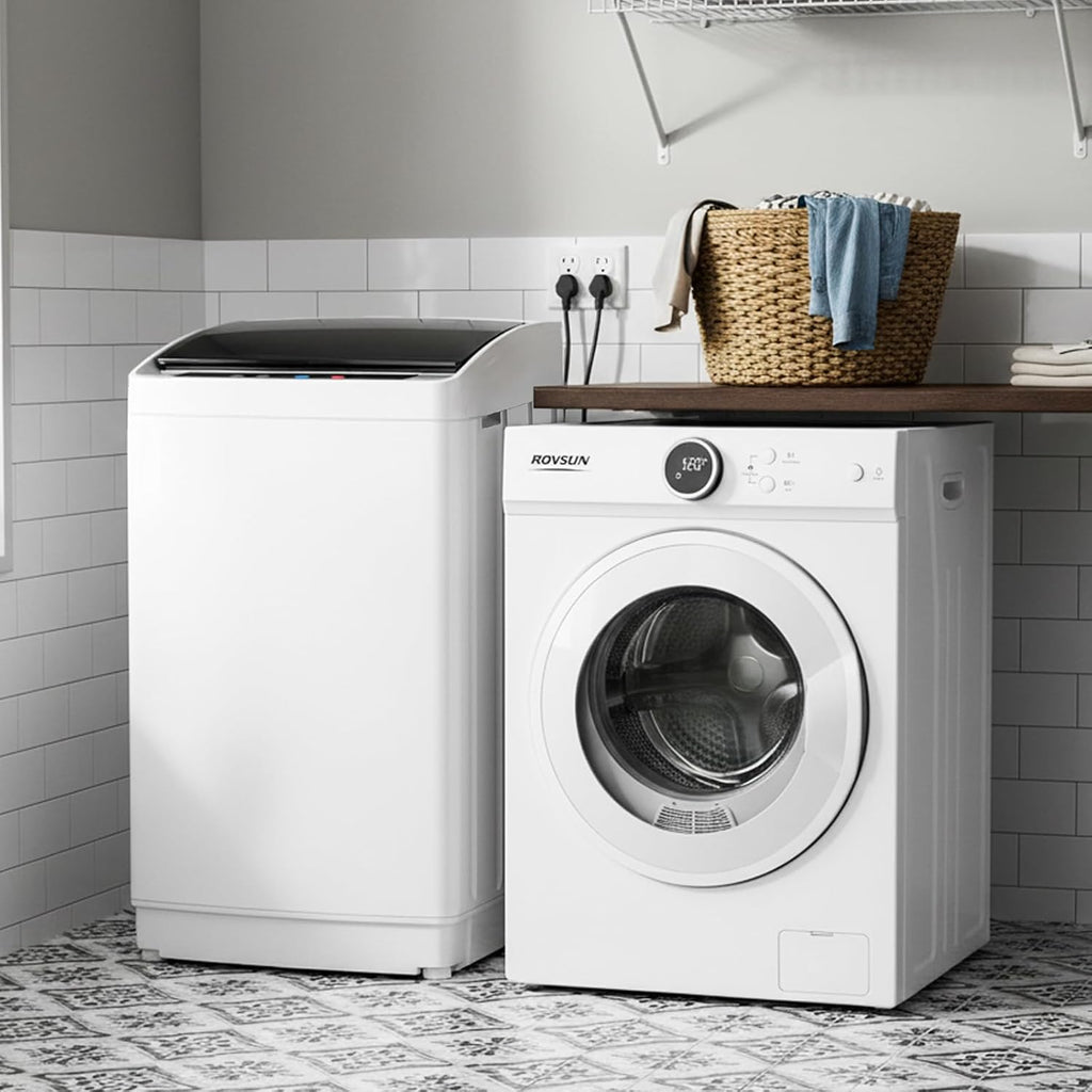 17.8LBS Full-Automatic Washing Machine and 1.8CuFt Portable Clothes Dryer Set, Compact Laundry Washer and Dryer Combo