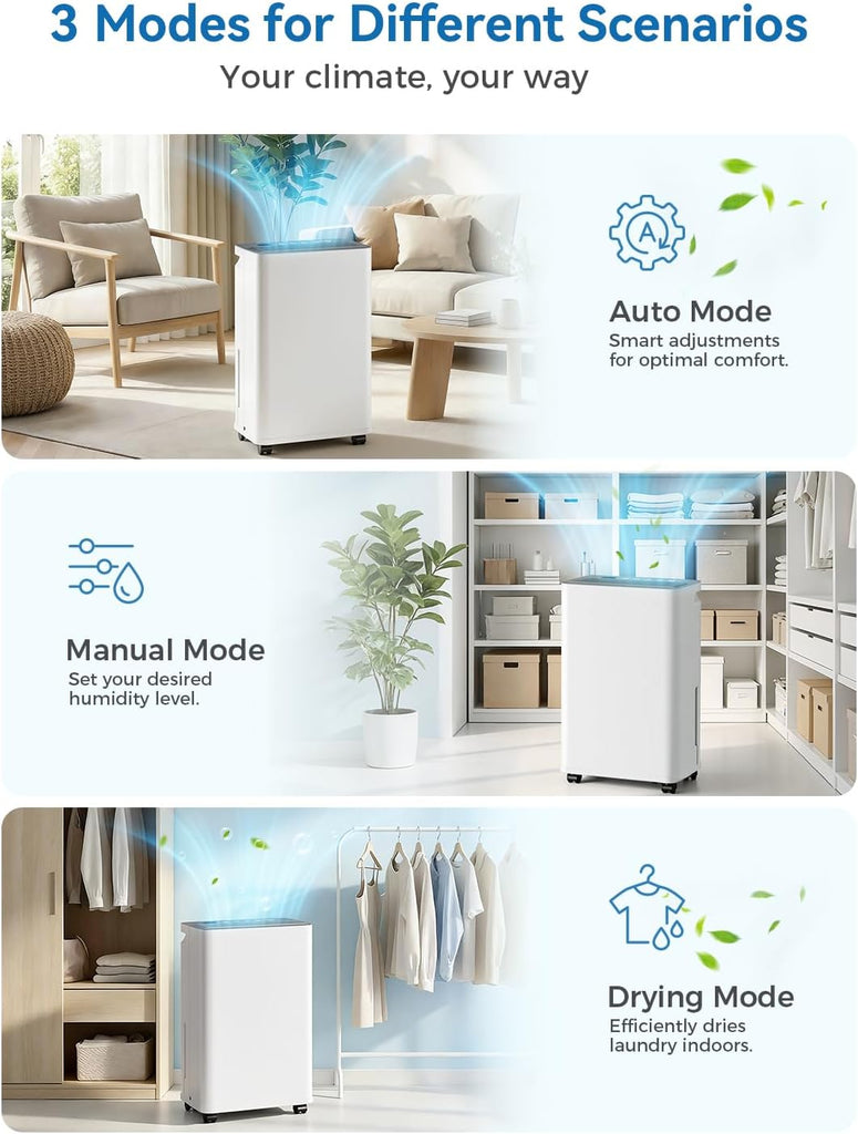 2500 Sq.Ft Dehumidifier for Basement with Drain Hose, 35 Pint Large Best Compressor Dehumidifiers for Home or Garage