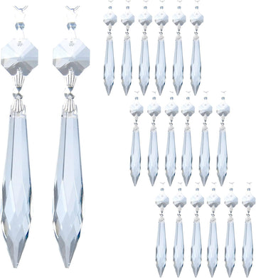 20Pcs 63mm Hanging Chandelier Crystals Icicle Prisms Suncatchers,Clear - Replacement Parts for Chandeliers