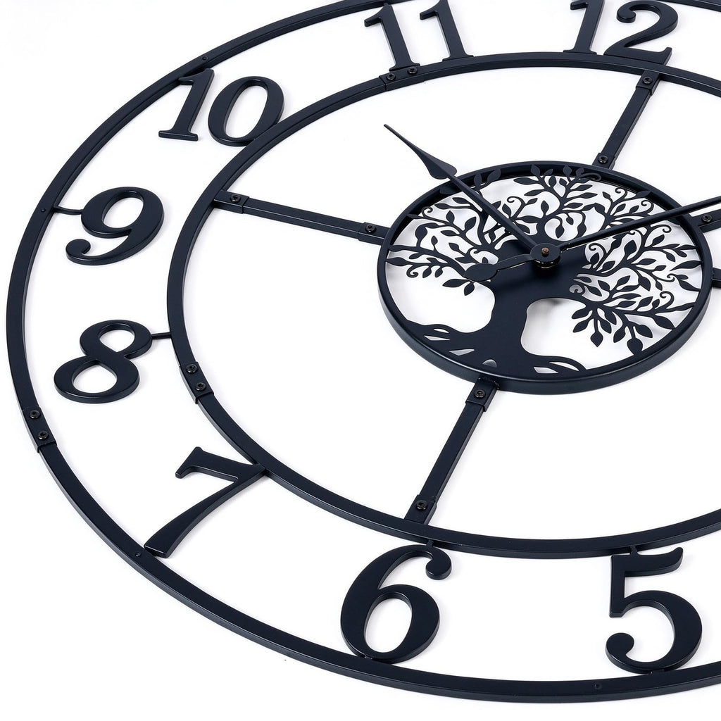 40 Inch Large Silent Wall Clock, Easy Assembly Arabic Numeral Black