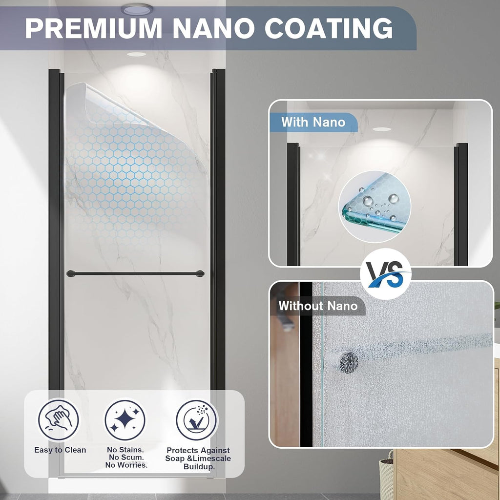 Frameless Pivot Shower Door 36"-38" W x 72" H