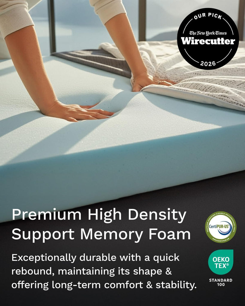 3 Inch Memory Foam Mattress Topper Queen - Select High Density Ventilated Mattress Pad - Premium Removable Rayon Cover