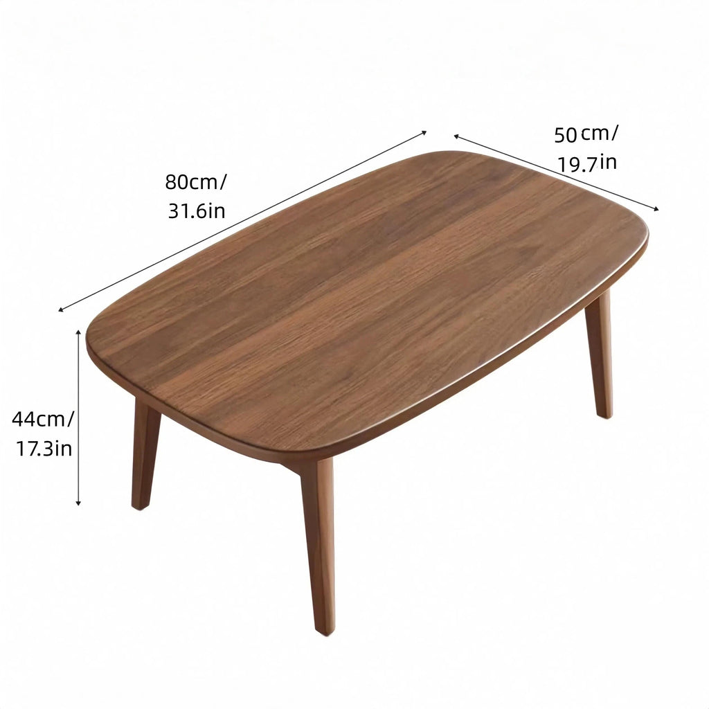 Folding Coffee Table, Coffee Tables, Folding Legs Minimalist Solid Wood Side Table, Walnut Color.(31.5IN)