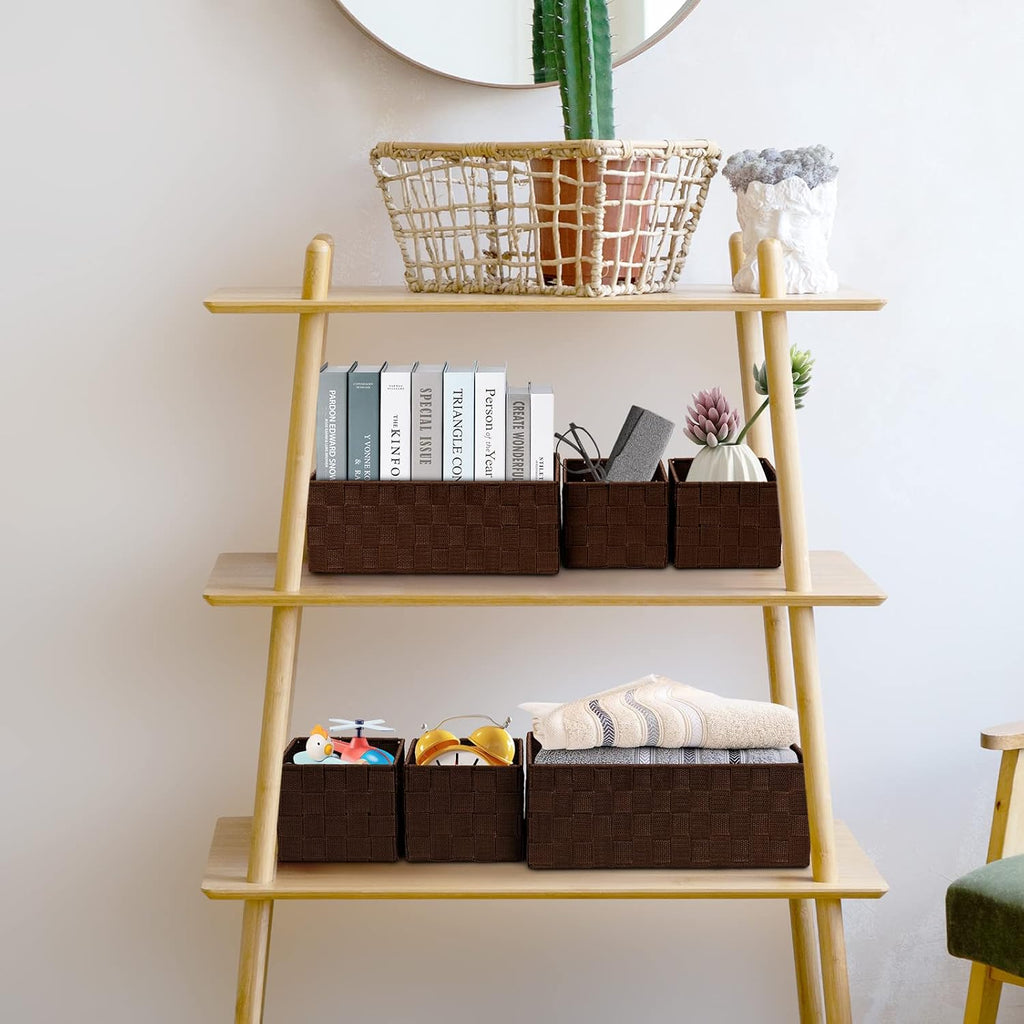 Woven Storage Baskets for Organizing 6 Pack, Large&Small Storage Cube Bins Set , Storage Boxes Container for Drawer