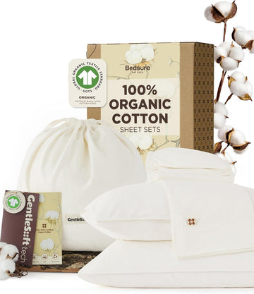 PureWoven 100% GOTS Certified Organic Cotton Sheets, King 4PCS - Set of 4