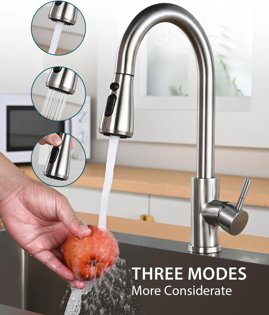 Kitchen Faucet with Pull Down Sprayer, Single Handle High Arc Kitchen Sink Faucet