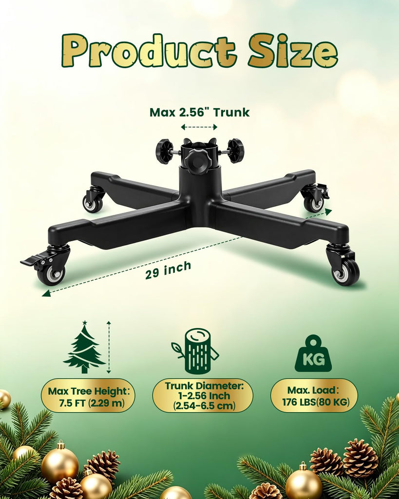Rolling Christmas Tree Stand Base for Up to 7.5 FT Artificial Trees