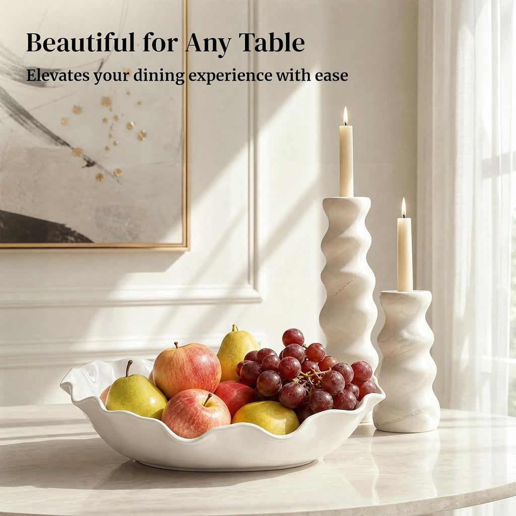 Ceramic Serving Bowls Set of 2, Large Serving Dishes for Party Entertaining, 12" & 16" Oval Deep Serving Platter