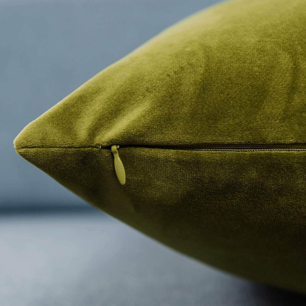 Throw Pillow Covers 18x18 inch Set of 2 Decorative Velvet Pillow Covers, Olive Green