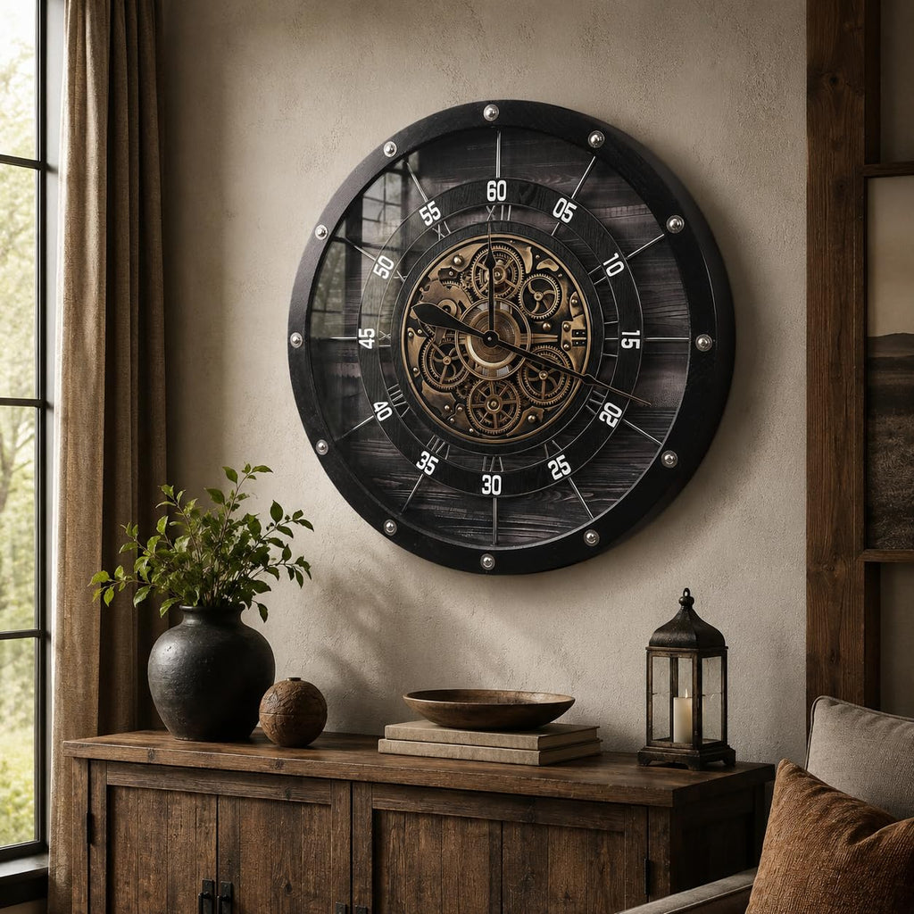 30" Large Wall Clock, Black