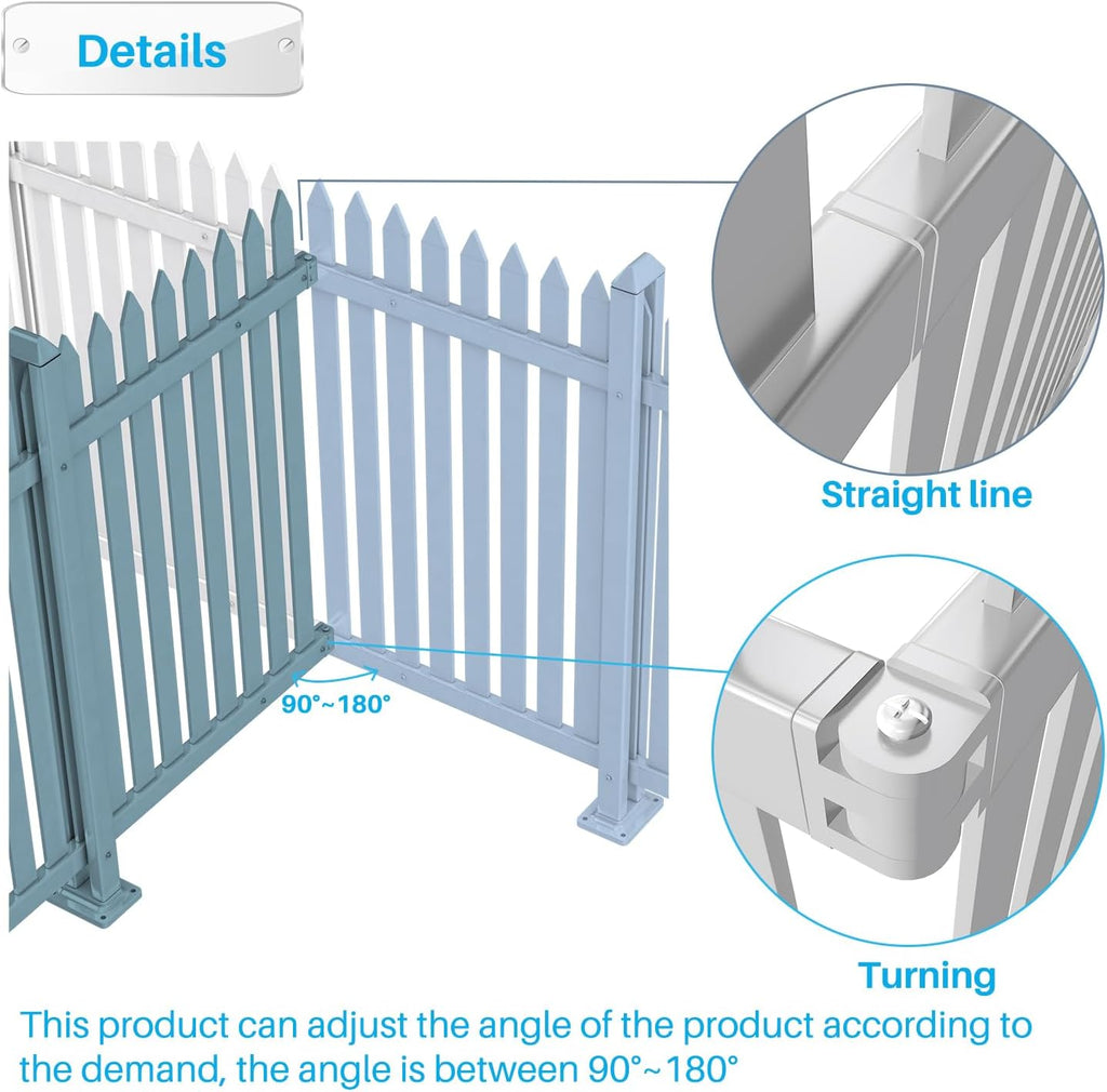 8 Sets Vinyl Picket Fence Panels 36" H x 84" W White PVC Fence for Front Yard Porch Deck Pool Air Conditioner Fence